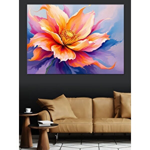 Renk Patlamalı Çiçek Dekoratif Kanvas - Mdf Ahşap Tablo 100x140 cm
