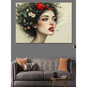 Çiçek Taçlı Kadın Dekoratif Kanvas - Mdf Ahşap Tablo 50x70 cm