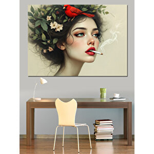 Çiçek Taçlı Kadın Dekoratif Kanvas - Mdf Ahşap Tablo 50x70 cm