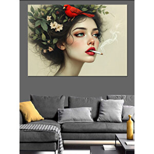 Çiçek Taçlı Kadın Dekoratif Kanvas - Mdf Ahşap Tablo 50x70 cm
