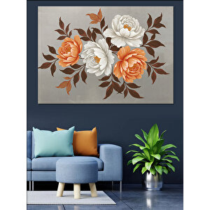 Vintage Güller Çiçek Deseni Dekoratif Kanvas - Mdf Ahşap Tablo 50x70 cm