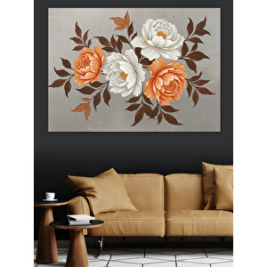 Vintage Güller Çiçek Deseni Dekoratif Kanvas - Mdf Ahşap Tablo 100x140 cm