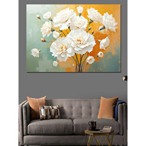 Beyaz Çiçek Buketi Dekoratif Kanvas - Mdf Ahşap Tablo 70x100 cm
