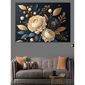Altın Çiçek Detayları Dekoratif Kanvas - Mdf Ahşap Tablo 25x35 cm