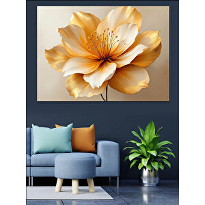 Altın Çiçek Detayı Dekoratif Kanvas - Mdf Ahşap Tablo 100x140 cm