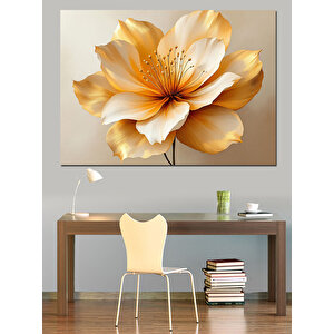 Altın Çiçek Detayı Dekoratif Kanvas - Mdf Ahşap Tablo 100x140 cm