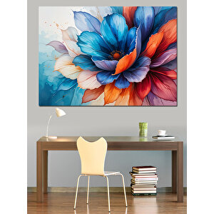 Canlı Renkli Çiçek Deseni Dekoratif Kanvas - Mdf Ahşap Tablo 70x100 cm