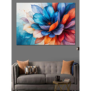 Canlı Renkli Çiçek Deseni Dekoratif Kanvas - Mdf Ahşap Tablo 100x140 cm