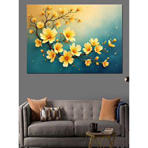 Sarı Çiçek Kompozisyonu Dekoratif Kanvas - Mdf Ahşap Tablo 100x140 cm