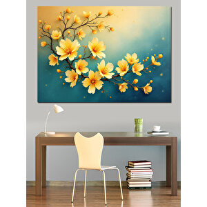 Sarı Çiçek Kompozisyonu Dekoratif Kanvas - Mdf Ahşap Tablo 100x140 cm