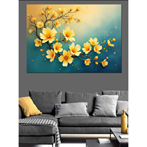 Sarı Çiçek Kompozisyonu Dekoratif Kanvas - Mdf Ahşap Tablo 100x140 cm