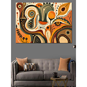 Soyut Çiçek Deseni Dekoratif Kanvas - Mdf Ahşap Tablo 70x100 cm