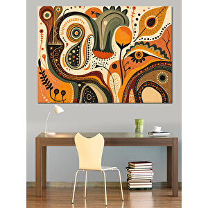 Soyut Çiçek Deseni Dekoratif Kanvas - Mdf Ahşap Tablo 70x100 cm