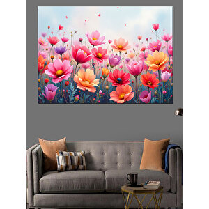 Çiçek Bahçesi Dekoratif Kanvas - Mdf Ahşap Tablo 70x100 cm