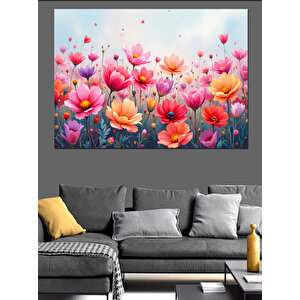 Çiçek Bahçesi Dekoratif Kanvas - Mdf Ahşap Tablo 100x140 cm