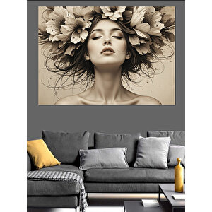 Çiçek Taçlı Kadın Dekoratif Kanvas - Mdf Ahşap Tablo 25x35 cm