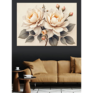 Beyaz Çiçek Kompozisyonu Dekoratif Kanvas - Mdf Ahşap Tablo 50x70 cm