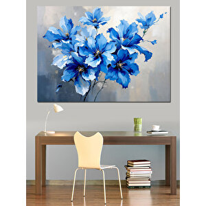 Mavi Çiçek Demeti Dekoratif Kanvas - Mdf Ahşap Tablo 100x140 cm