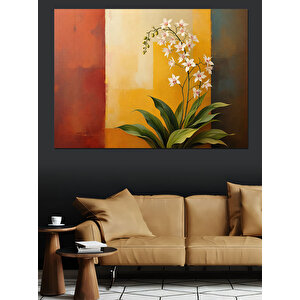 Beyaz Çiçek Vazosu Dekoratif Kanvas - Mdf Ahşap Tablo 50x70 cm