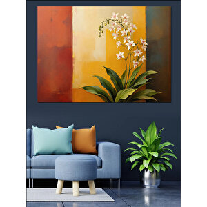 Beyaz Çiçek Vazosu Dekoratif Kanvas - Mdf Ahşap Tablo 50x70 cm