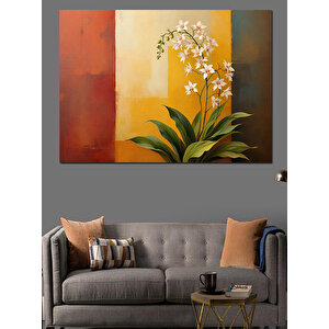 Beyaz Çiçek Vazosu Dekoratif Kanvas - Mdf Ahşap Tablo 50x70 cm
