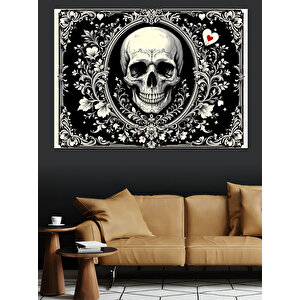 Kuru Kafalı Çiçek Deseni Dekoratif Kanvas - Mdf Ahşap Tablo 50x70 cm