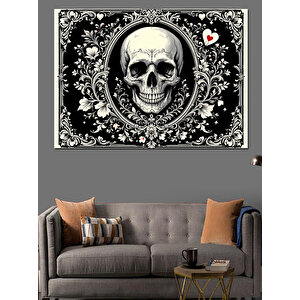 Kuru Kafalı Çiçek Deseni Dekoratif Kanvas - Mdf Ahşap Tablo 50x70 cm