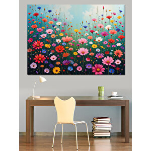Canlı Çiçek Deseni Dekoratif Kanvas - Mdf Ahşap Tablo 25x35 cm