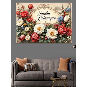 Vintage Çiçek Deseni Dekoratif Kanvas - Mdf Ahşap Tablo 50x70 cm