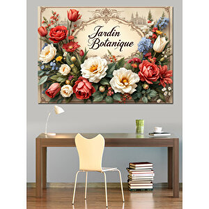 Vintage Çiçek Deseni Dekoratif Kanvas - Mdf Ahşap Tablo 50x70 cm