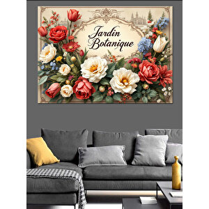 Vintage Çiçek Deseni Dekoratif Kanvas - Mdf Ahşap Tablo 50x70 cm