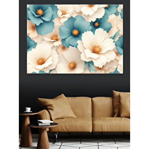 Çiçek Deseni Dekoratif Kanvas - Mdf Ahşap Tablo 70x100 cm