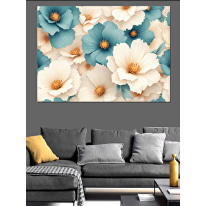 Çiçek Deseni Dekoratif Kanvas - Mdf Ahşap Tablo 50x70 cm