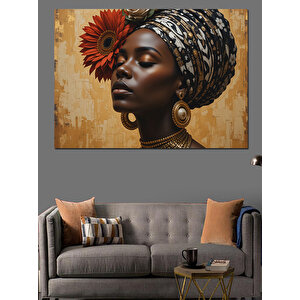 Afrikalı Kadın Ve Çiçek Dekoratif Kanvas - Mdf Ahşap Tablo 35x50 cm