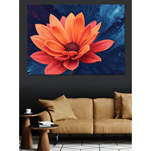 Karanlıkta Turuncu Çiçek Dekoratif Kanvas - Mdf Ahşap Tablo 70x100 cm