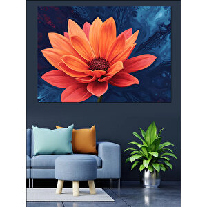 Karanlıkta Turuncu Çiçek Dekoratif Kanvas - Mdf Ahşap Tablo 70x100 cm