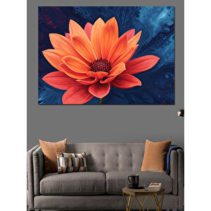Karanlıkta Turuncu Çiçek Dekoratif Kanvas - Mdf Ahşap Tablo 70x100 cm