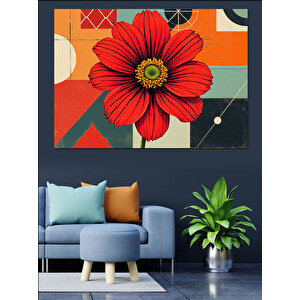 Soyut Kırmızı Çiçek Dekoratif Kanvas - Mdf Ahşap Tablo 50x70 cm