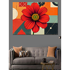 Soyut Kırmızı Çiçek Dekoratif Kanvas - Mdf Ahşap Tablo 50x70 cm
