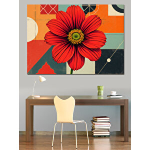 Soyut Kırmızı Çiçek Dekoratif Kanvas - Mdf Ahşap Tablo 50x70 cm