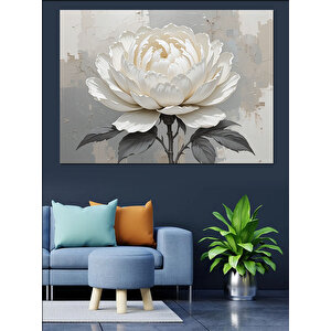 Beyaz Çiçek Detay Görsel Dekoratif Kanvas - Mdf Ahşap Tablo 70x100 cm