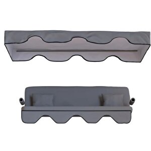 3 Ki̇şi̇li̇k Lüks Salıncak Kılıf Seti̇ Süngersi̇z Panama Gri̇ 164x47 cm