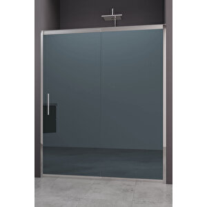 Carmen Temperli 6 Mm Ön Cephe Cam Duşakabin Krom Profil Mavi Reflekte Cam 130 cm