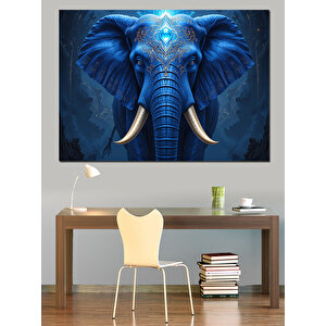Mavi Güçlü Fildişi Portresi Dekoratif Kanvas - Mdf Ahşap Tablo 100x140 cm