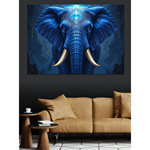 Mavi Güçlü Fildişi Portresi Dekoratif Kanvas - Mdf Ahşap Tablo 100x140 cm