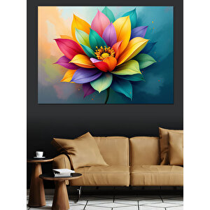 Soyut Renkli Lotus Çiçeği Dekoratif Kanvas - Mdf Ahşap Tablo 35x50 cm