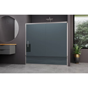 Carmen Temperli 6 Mm Ön Cephe Cam Duşakabin Krom Profil Mavi Reflekte Cam 112 cm