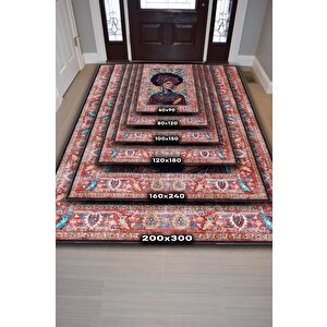 Homshtag Art Deko Vintage Afrikalı Kadın,renkli Dekoratif Etnik Halı,i̇nsan Figürlü Geleneksel Bordürlü Çok Renkli Halı