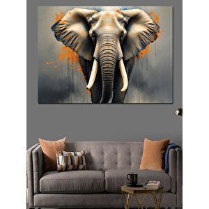 Önden Bakan Büyük Fil Dekoratif Kanvas - Mdf Ahşap Tablo 70x100 cm