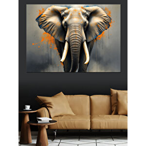 Önden Bakan Büyük Fil Dekoratif Kanvas - Mdf Ahşap Tablo 100x140 cm